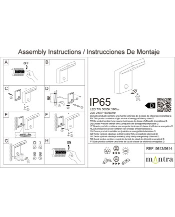 ALPINE * APLIQUE LED IP65 6W 3000K BLANCO SENSOR